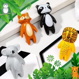 Kathfly 8 Pieces Cute Animal Knobs Kids Handles Ceramic Knobs Child Drawer Pulls Lovely Animal Cupboard Cabinet Nursery Drawer Handles with Screws for Room Bedroom Bathroom Kitchen Door Dressers