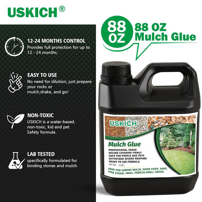 Mulch Glue for Landscaping, 88 0Z Rock Glue,Fast-Dry No-Toxic Long-Lasting