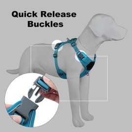 Plutus Pet No Pull Dog Harness, Release at Neck, Soft Padded, Reflective Adjustable Dog Vest Harness for Small, Medium, Large Dogs(Light Blue, XS)