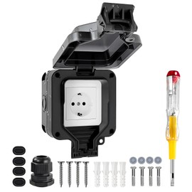 Vonsera Outdoor Socket Waterproof IP66, 1-Way Outdoor Socket Waterproof with Hinged Lid, Lockable Outdoor Socket Surface-Mounted for Wet Rooms, Garden