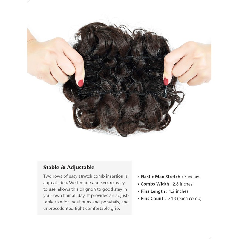 Yamel Chignon Hairpiece Curly Bun Scrunchie Extensions Medium Brown Synthetic