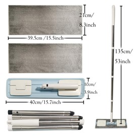 EZ SPARES Dust Mop, Microfiber Mops for Floor Cleaning,with 2 Washable Pads Perfect Cleaner for Hardwood, Laminate & Tile,Adjustable Handle,Handiness,Flexible,Great for Wall Cleaning(Blue)