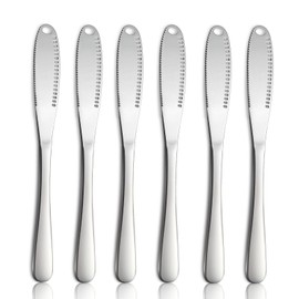 hunnycook hunnycook 6PCS Butter Knife, 8.7 silver Butter Spreader, 3 in 1 Kitchen Gadgets Serrated, Stainless Steel Butter Knife Spreader, Butter Spreader Knife with Holes and Serrations