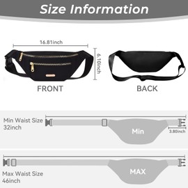 Fanny Pack Fashionable Waist Bag Casual Travel Bum Bag with 3 Zipper Pockets for Women Men Sports Running Hiking Jogging (Black)