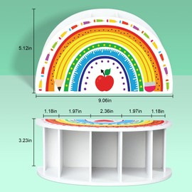 Funrous Wooden Rainbow Pencil Holder Pen Holder Teacher Appreciation Gifts from Students Pencil Organizer Brushes Makeup Brush Crayon School Teacher Supplies for Kids Girls