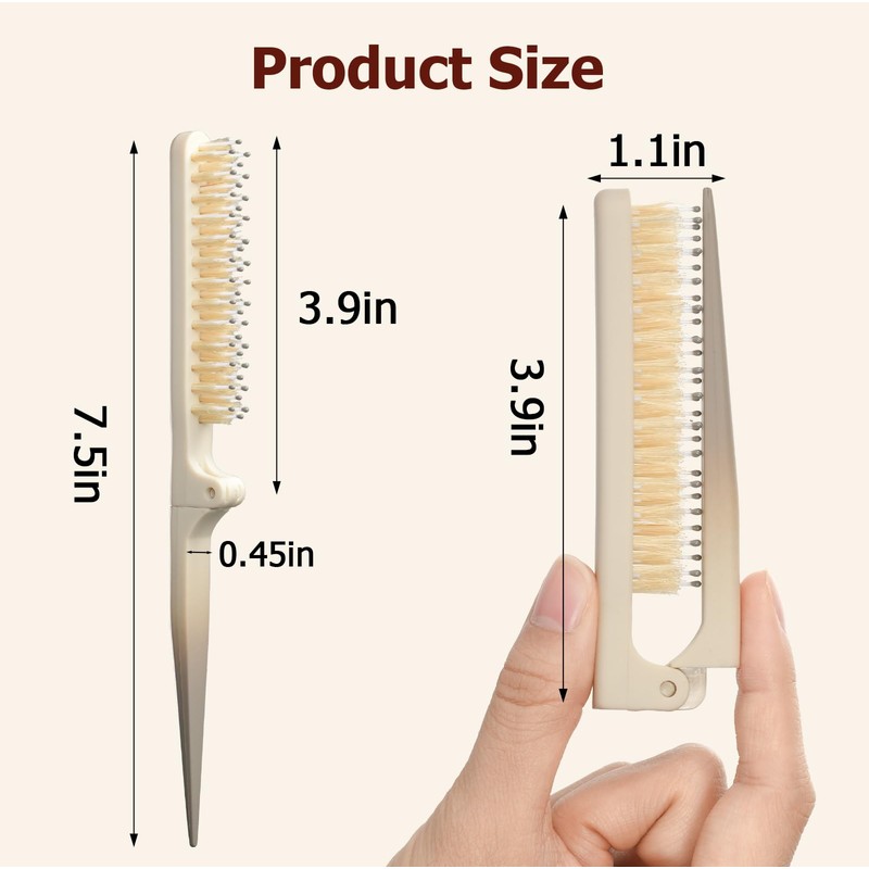 Teasing Brush for Fine Hair, Boar Bristle Styling Brush with