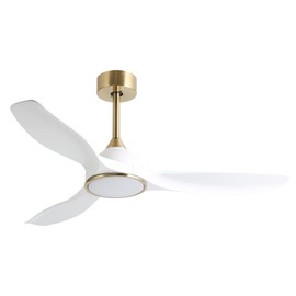 Fanliving 52 Inch 6 Speed High CFM Quiet DC Motor Modern Ceiling Fan with Lights Remote Control, 3 Blade White Gold Indoor Bedroom Living Room Ceiling Fan | Fanliving