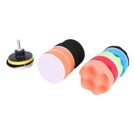 BUGUUYO 12pcs Wave Polishing Pads Kit for Auto Car Detailing Sponge Woolen Buffing Discs with Drill Adapter Hook Loop Design for Polishing