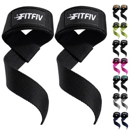 FITFIV Lifting Straps for Weightlifting, Lifting Wrist Straps for Gym Strength Training, Neoprene-padded Wrist Cushion - Men & Women