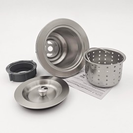 GZILA 3-1/2-Inch Kitchen Sink Strainer with Deep Waste Basket/Strainer Assembly/Sealing Lid, 304 Brushed Nickel Stainless Steel