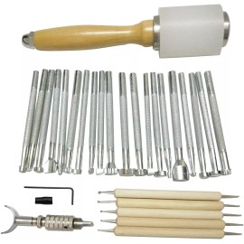 YESILY Leather Carving Working Saddle Making Tools 20 PCS DIY Leather Stamping Tool