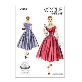 Vogue V2123B5 Misses' Vintage 1954 Evening Dress Sewing Pattern Packet, Design Code V2123, Sizes 8-10-12-14-16
