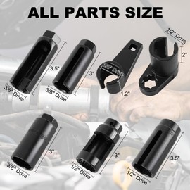 8MILELAKE 7pcs O2 Oxygen Sensor Socket Set 7/8", Oil Pressure Sending Unit Master Sensor Socket Tool Kit Universal Puller and Removal Tool