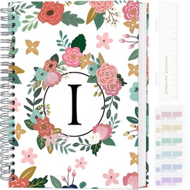 YeeCASE Hardcover Spiral Notebook Journal 5.7” x 8”, 120 Pages Journals for Women Men, A5 College Ruled Notebooks, Cute Floral Letter Spiral Journal for Writing, Work, Business, School (I, A5)