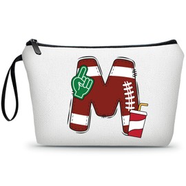 ARIOSEY Football Birthday Appreciation Graduation Gifts Small Initial Makeup Toiletry Bag for Her Women Teacher Stuff Friend Girl-M