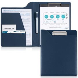 ProCase Clipboard Folder Portfolio, A4 Leather Padfolio Clipboard, Business Portfolio Clipboard Folder Professional Portfolio for Interview Resume Office Conference -Darkblue