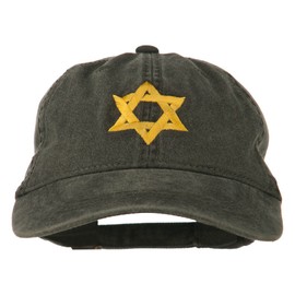 e4Hats.com Jewish Star of David Embroidered Washed Cap - Black OSFM