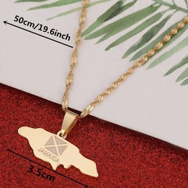 Jamaica Map Pendant Necklaces Jewellery Gold Jamaican Map Flag Jewelry