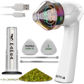 Mamba Loader XL 2g White USB Electric Herb Grinder. Small Portable Metal Herbal Grinder Machine & Spice Mill for the Kitchen