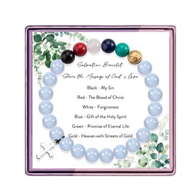 Christian gift Cross Bracelet for Women Salvation Bracelet Natural Stone Rosary Bracelet Religious Gifts Christian Jewelry for Women (Blue cross bracelet)