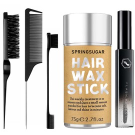 5 piezas de cera para el cabello en barra para cabello suelto, control de bordes lisos, herramientas de peinado que incluyen acabado, peine y gel para cabello suelto para mujeres