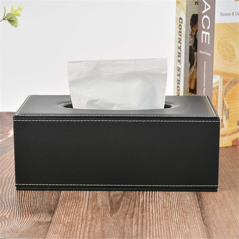 /N Rectangular PU Leather Tissue Box Napkin Holder, Used in
