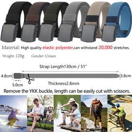 LionVII Men Elastic Stretch Canvas Belt with Plastic Buckle (Blue)