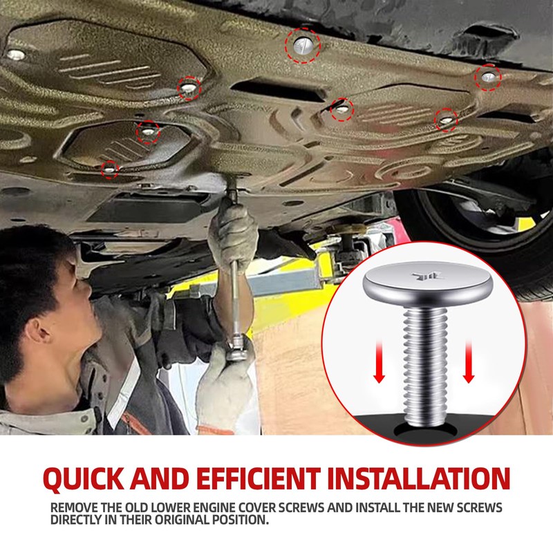 8PCS Engine Splash Shield Hardware Kit, Lower Cover Pin Screws,