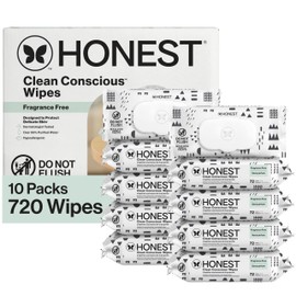 The Honest Company Clean Conscious Multi-Use Wipes Unscented Hypoallergenic Baby for Sensitive Skin 99% Water Plant-Based Compostable Pattern Play 720 Count