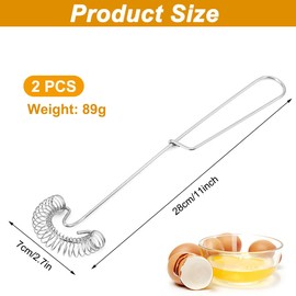 2 Stück Spiralbesen Edelstahl,Spiralschneebesen Mini,Edelstahl Schneebesen Flach,Handschneebesen,Hochwertiger Saucenbesen,Schneebesen Spiralbesen Set für Mischen Schlagen Aufschäumen Milch Eier Cream