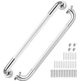 2 Pack Grab Bars for Elderly for Wall, Fit for 24 Inch Studs, Knurled Anti-Slip Bathroom Shower Grab Bars for Seniors, Safety Handicap Grab Bars for Shower, Shower Handles for Elderly, Tesuchan