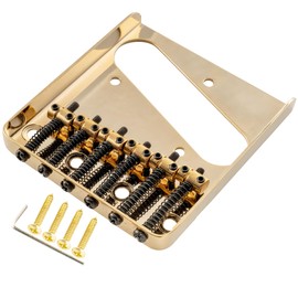 Musiclily Pro 54mm Telecaster Bridge Vintage 6 Barrel Saddles for Tele Style Electric Guitar, Gold