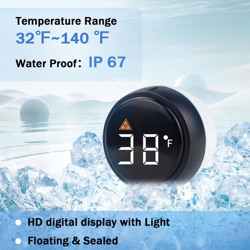 Cold Plunge Thermometer, Multifunction Floating Pool Waterproof Thermometer for Ice