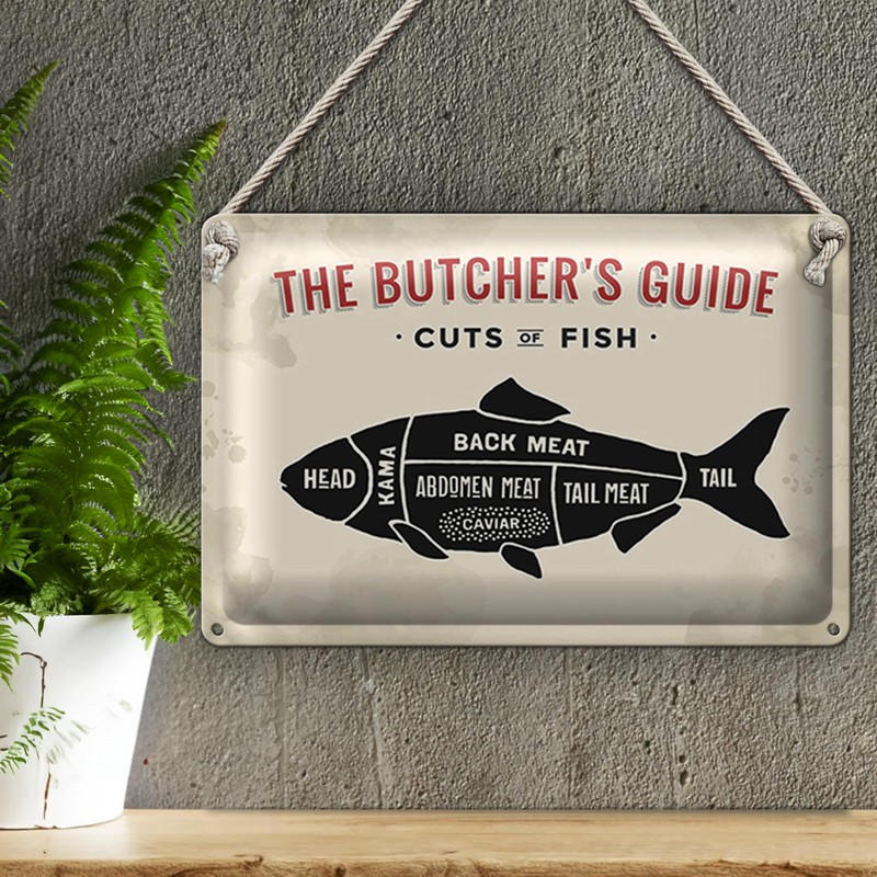 The Butcher's Guide | Cuts of Fish | Dekoratives Blechschild