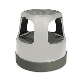 CRAMER, Scooter Stool Round, 15", Step & Lock Wheels, to 300lb, Gray