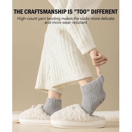 JOWILIN Winter Socks for Women, 7 Pairs Warm Fuzzy Socks with Non-Slip Grips, Cozy Fluffy Slipper Socks, Soft Fuzzy Thicken Sleep Socks, Plush Athletic Socks for Home, Sleep, Hospital, for Gifts