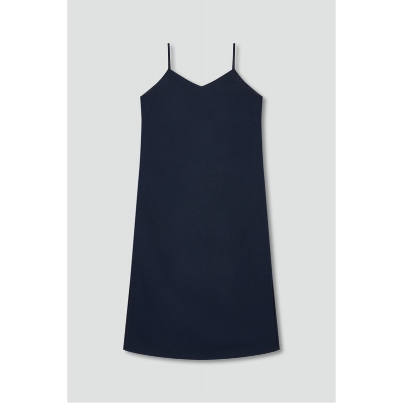 JAJU [JAJU] Light Linen Blend Bustier Dress_Navy