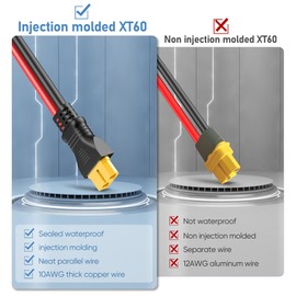 Gonifeto Solar to XT60 Connector Cable (12AWG 2ft) - Charging Wire for Panel Ecoflow Generator, Injection Molding Adapter Extension Cord for Portable Power Station