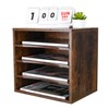 PAG Office Supplies Desk Organizer Wood File Mail Sorter with