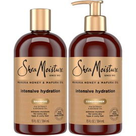 SheaMoisture Shampoo & Conditioner, Manuka Honey & Mafura Oil Intensive Hydration for Extra Dry, Damaged Hair, 13 Oz Ea