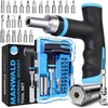 MANWALD Universal Socket Tool Set, Ratcheting T-Handle Screwdriver Set with
