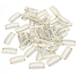 Yolev 50PCS Hair Extension Clips 6-Teeth Metal Wig Clips U-Shape Clips for Extensions Small Wig Comb Accessories for Women's DIY Hair Extensions (Beige)