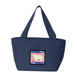 Caroline's Treasures BB3355NA-8808 USA Patriotic Komondor Lunch Bag Insulated Lunch Box Tote Bag for Women Adult Men, Reusable, Large, Navy