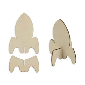 Creaides Outer Space Wood Cutouts Crafts Wooden Stand Up Rocket Shaped Tabletop Ornaments for DIY Projects Wedding Birthday Party Decoration (2.83x3.94 in, 12 Set)