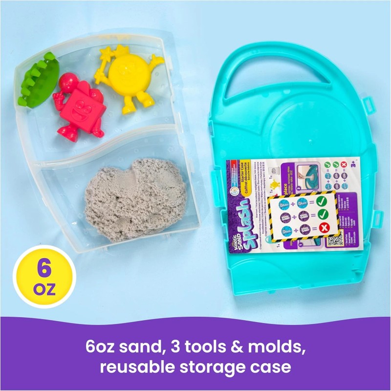 Kinetic Sand Splash Starter Playset & Case with 6oz Color-Change
