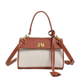 Womens Mini Canva Tote Handbags Small Designer Satchel Bags Women Work Bag Top Handle Bag, Brown