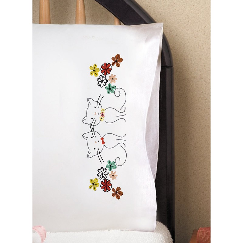 Tobin T232136 Stamped Pillowcase Pair for Embroidery, 20 by 30-Inch,