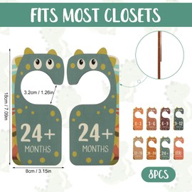 BOXOB 8pcs Baby Closet Dividers for Clothing Organizer, Double-Sided Baby Wardrobe Organizer Divider Wooden Clothes Size Classification Hanger from Newborn to 24 Months Nursery Decor Gift (Color 1)