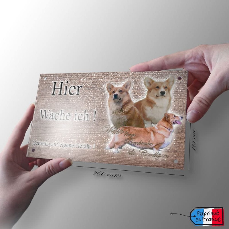 Warnschild Hund oder Warnzeichen Welsh Corgi Pembroke 20 cm