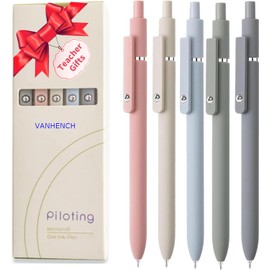 Vanhench 5Pcs Gel Pens, Black Ink Pen Fine Point Smooth Writing Pen, Aesthetic Pens for Journaling Note Taking, Teacher Gifts for Women, Teacher Supplies, Preppy Stuff
